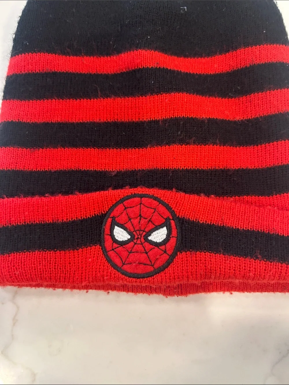 Spiderman Black & Red Striped Beanie and Neck Warmer Set